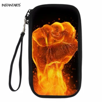 

INSTANTARTS Fashion Fire Hand/Animal Tiger Print Travel Passport Covers Money Cash Wallet Bags ID Card/Credit Card Storage Bag