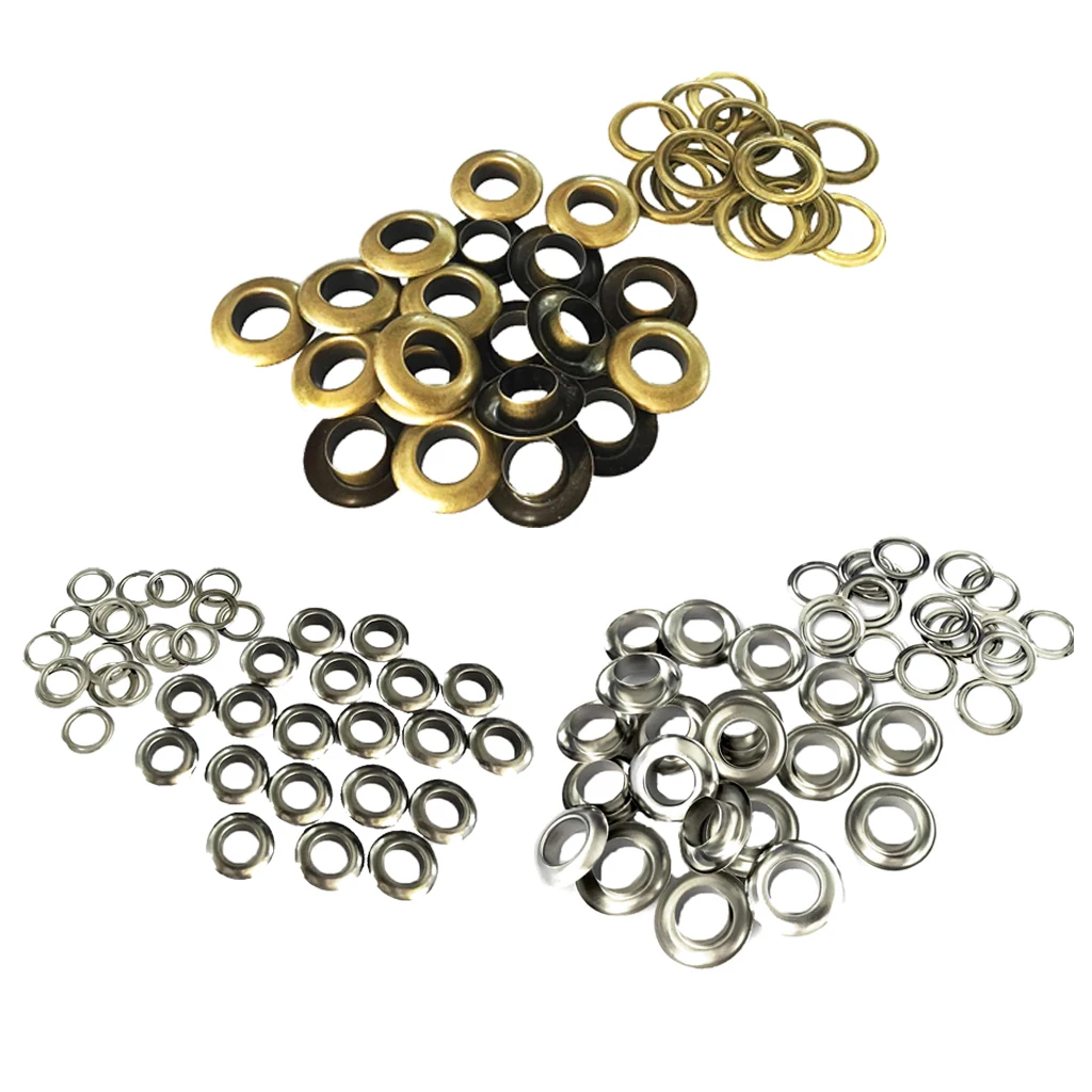 30 Sets Round Metal Eyelets with Washers Leather Craft Repair Grommet