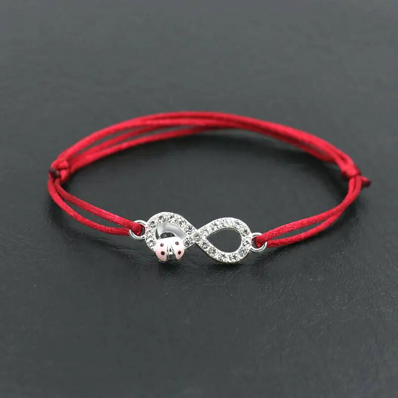 

Minimalism Digital 8 Crosses Infinity Charm Bracelet Silver Color Thin Red Rope Thread String Bracelets For Men Women Couples