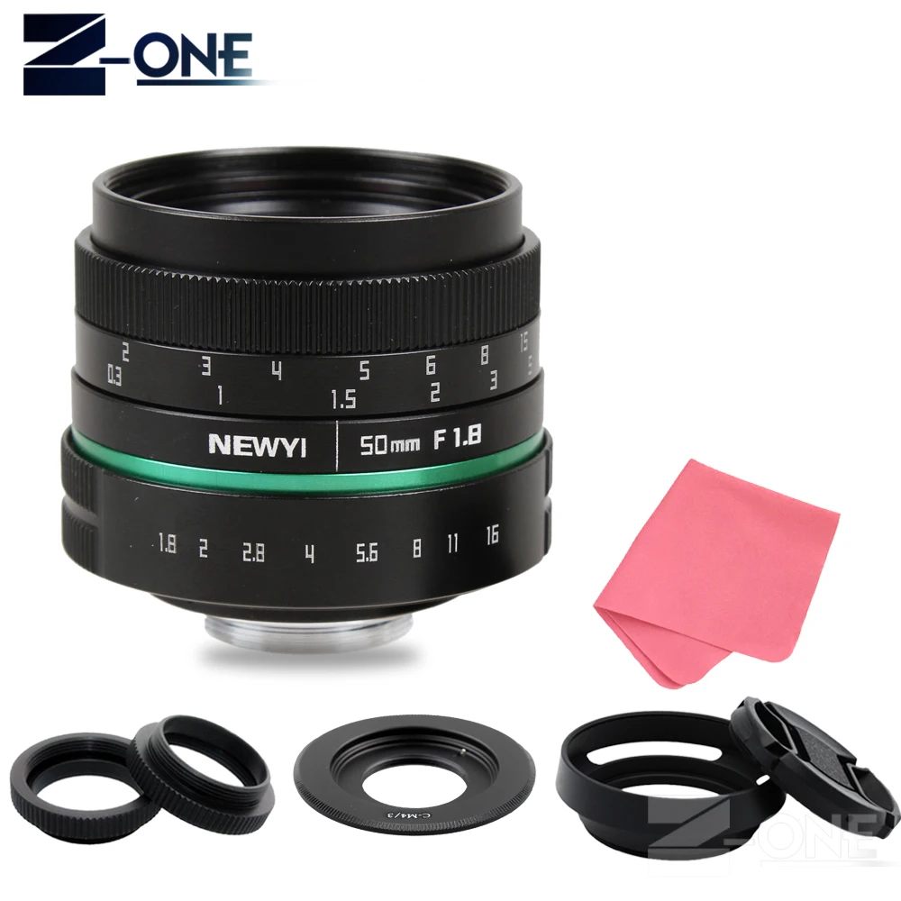 Green Camera lens 50mm f1.8 APS C Multi coated Movie Lens+C Mount for