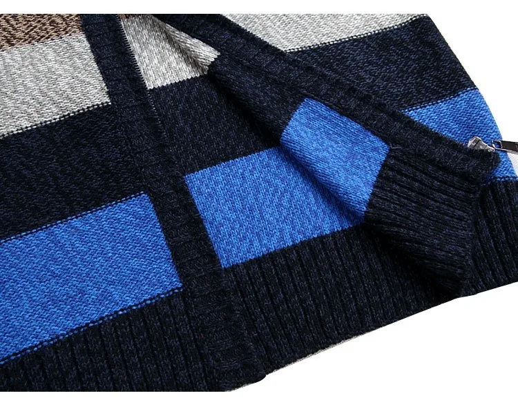 Aolamegs Men Sweater Fashion Contrast Color Autumn Winter Cardigan Outwear Zipper Sweatercoat Male Knitting Sweter Hombre M-3XL (15)