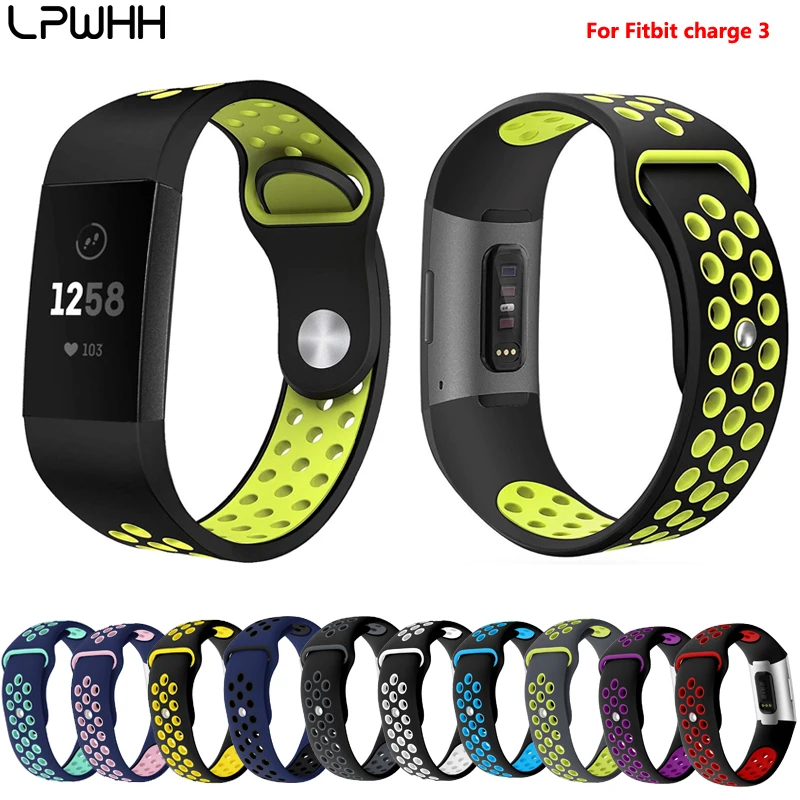 

LPWHH Soft Straps For Fitbit Charge 3 Band Silicone Watch Strap Breathable Double Colors Wristwatch Band Durable Watch Bracelet