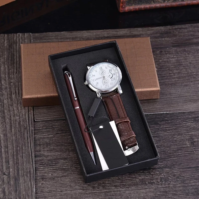 

Fashion Casual Watch+Ballpoint pen Men Gift Set For Male Luxury Bussiness Wrist Watch Clock Birthday Gifts For Men Father Reloj