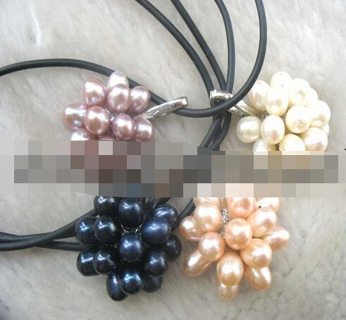 

FREE SHIPPING>>>@@ > N3623 4pcs freshwater pearl flower necklace nature
