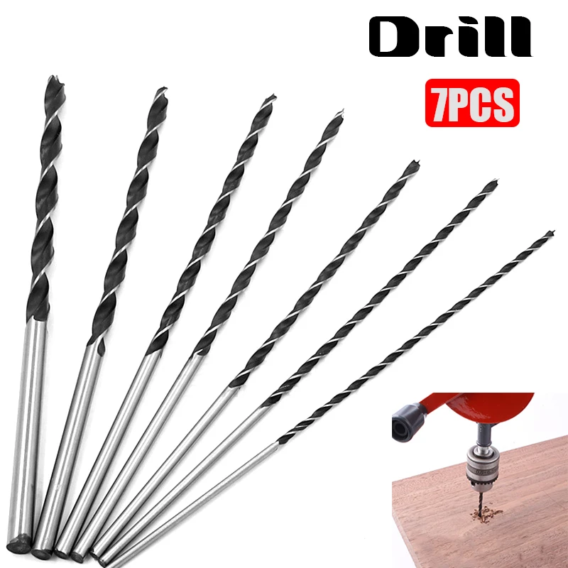 7pcs/lot 300mm Lengthened Three pointed Woodworking Drill Bits Machine