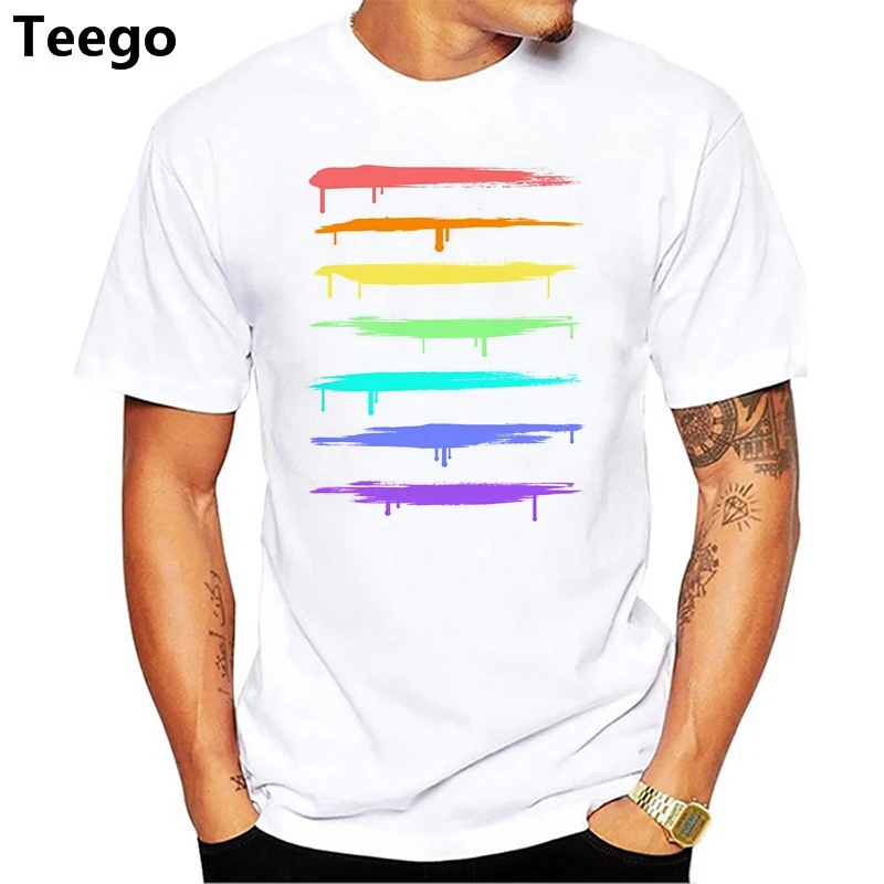 

2018 summer Hot Sale Men fashion Tt shirt Gay Pride Colors Print Short Sleeve Casual t shirt