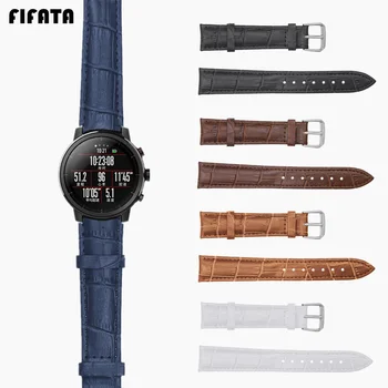 

FIFATA 18 20 22 24mm Smart Watch Leather Strap Band For Huami Amazfit Stratos 2 For Samsung For Garmin Vivoactive3 For Huawei GT