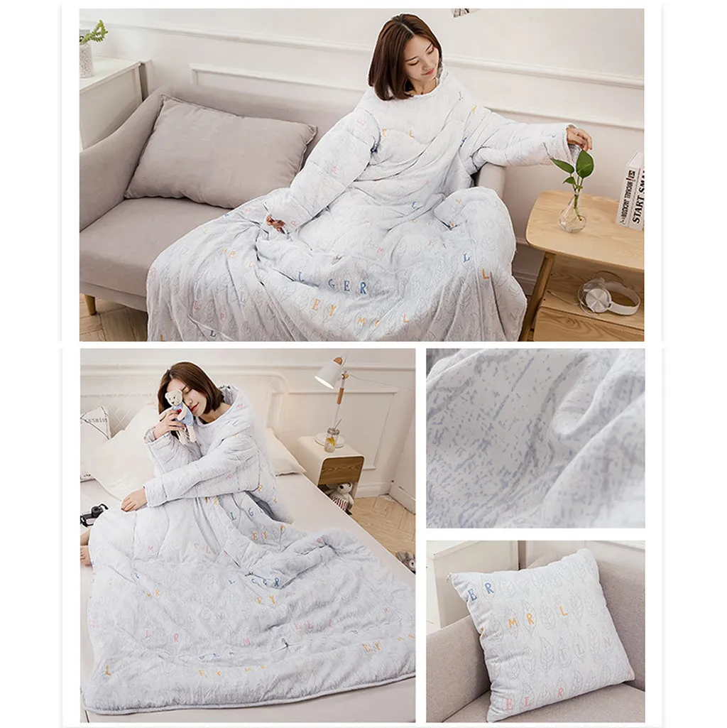 Многофункциональное зимнее «ленивое» одеяло с рукавами теплое утолщенное стираное одеяло для подушки