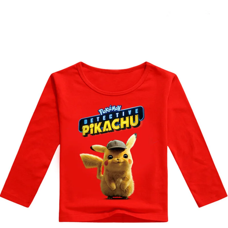 Z& Y/От 2 до 16 лет, модные футболки с Пикачу «Покемон», детские футболки для мальчиков топы с длинными рукавами для девочек, Повседневная Уличная одежда - Цвет: COLOR 8