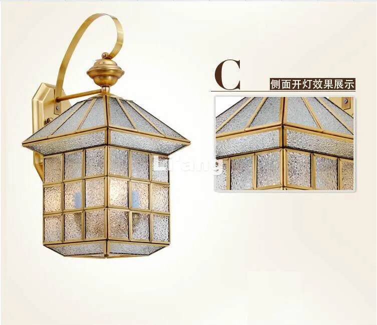 New Arrival Antique Brass Wall Lamp Outdoor LED Design Glass Wall Sconce Brass color Wall Lighting Lamp Wall Brackets Lighting
