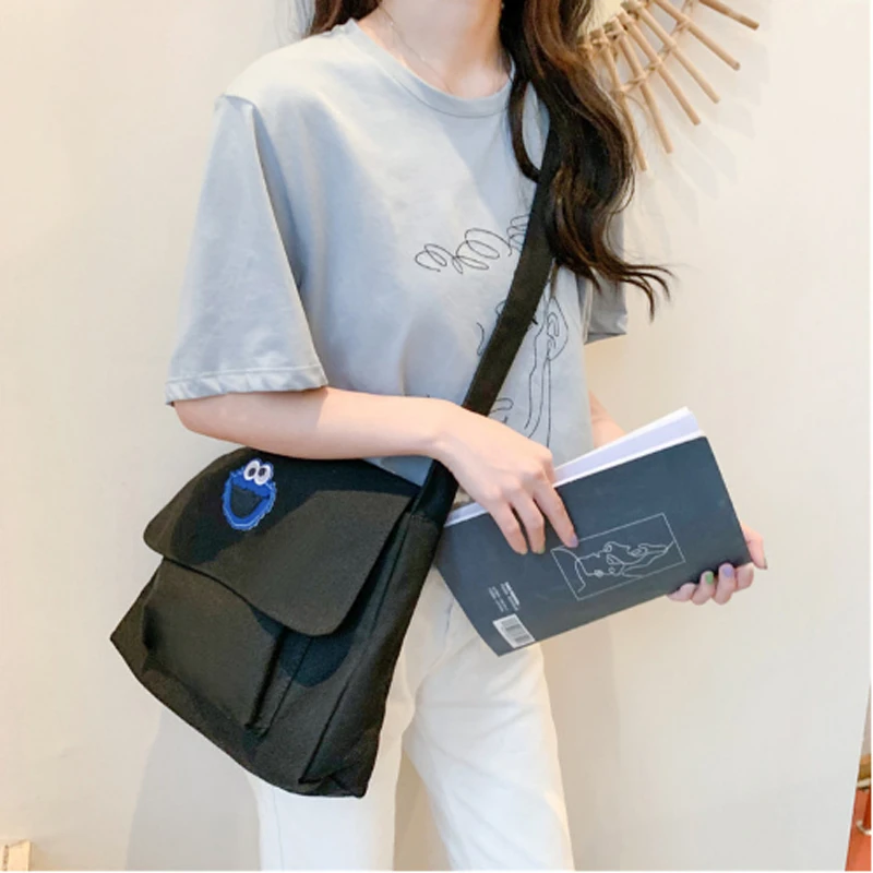 

Lady Girl shoulder Bag Simple Student School Bag Elegant Canvas Crossbody Bag for Women 2019 purses and handbags Messenger Bag