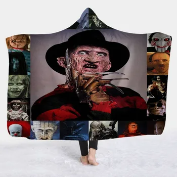 

The horrific Ghost Vampire Hooded Blanket 3D Printed Skull Hooded Throw Super Soft Micorfiber Coral Fleece Blankets For Winter