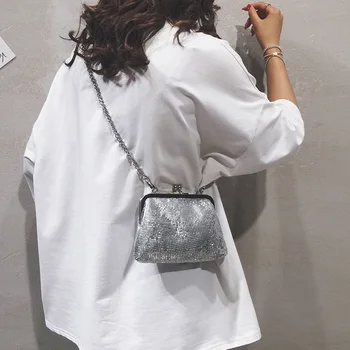 

Small sequin crossbody bags for women PU bling chain female shoulder messenger bags for gilrs beach bag bolsa feminina ins new