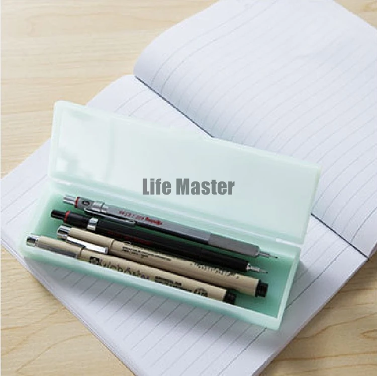 

LifeMaster Selected Transparent PP Matte Pencil Case Small/Large Storage Box Pink/Green/White Simple Style Better Than MUJI