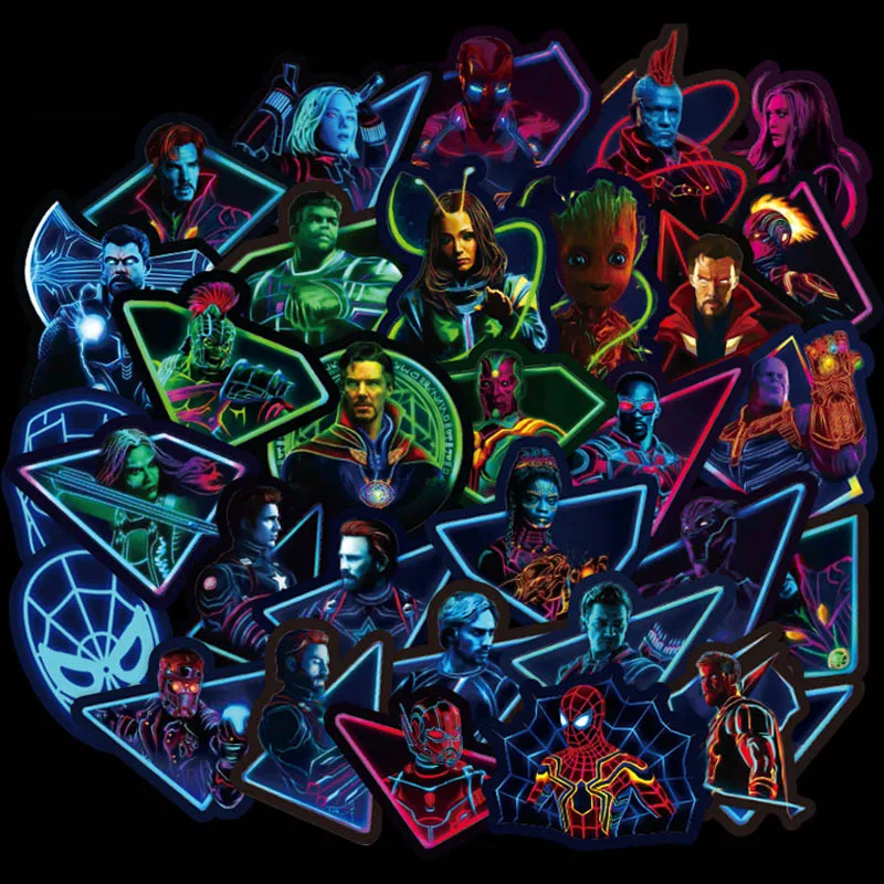 50 قطعة النيون سوبر hero المنتقمون ملصقات للأمتعة صائق المحمول لوح التزلج ملصقات دراجة بخارية الثلاجة قنبلة JDM ملصقا 50 قطعة النيون سوبر hero المنتقمون ملصقات للأمتعة صائق المحمول لوح التزلج ملصقات دراجة بخارية الثلاجة قنبلة JDM ملصقا