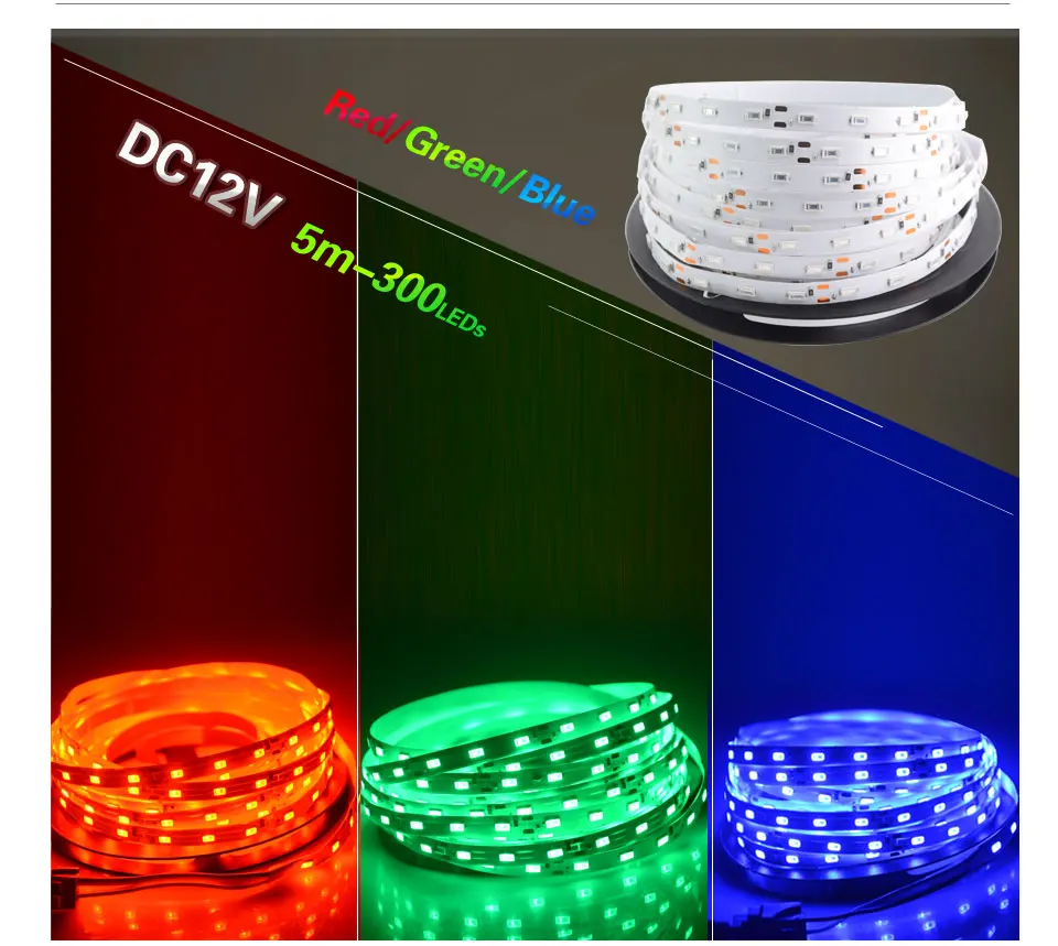 5 м RGB led ленточный светильник 12 В 3528 5050 5630 3014 2835 300 светодиоды поверхностного монтажа RGB Neons светильник s для потолочного счетчика шкаф светильник без водонепроницаемости