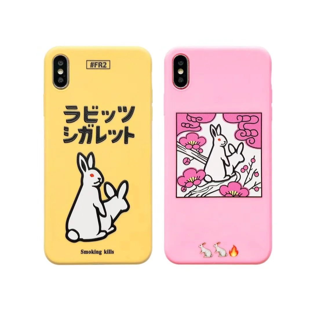

Japan trend Rogue rabbit FR2 Silicone 3D phone case cover for iPhone X XS Max Xr luxury fashion soft Case Fundas