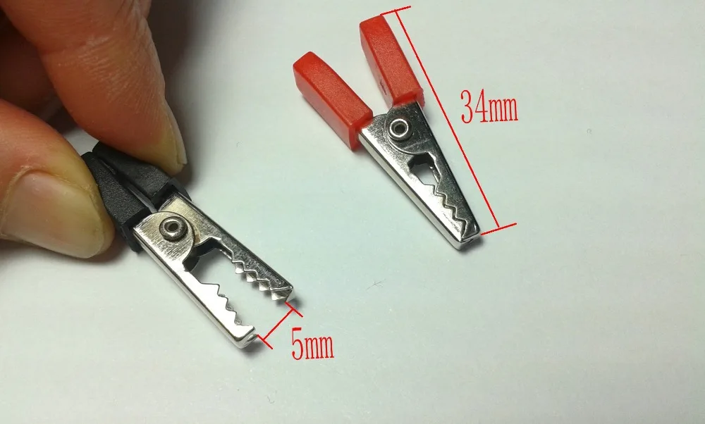 200pcs solid Alligator Clip Clamp Connector 34mm with Red and Blackin