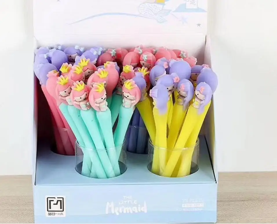 

Korea Cute Little Mermaid Gel Pen Cartoon Stationery Prize Kawaii Stydent Pen Office Writing Pen Black Neutral Ink Pen 48pc/lot