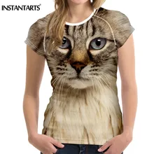 INSTANTARTS дышащая 3D животного Для женщин работает Футболка летние шорты рукавом Спорт Йога футболка для девочек быстросохнущая Фитнес футболки