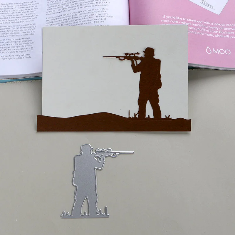 

DUOFEN METAL CUTTING DIES hunting man gun border for DIY papercraft projects Scrapbook Paper Album 2019 new