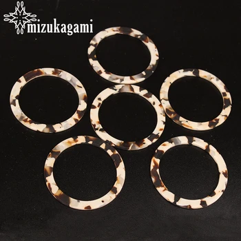 

46mm 6pcs/lot Acetic Acid Tortoiseshell Resin Charms Hollow Circle Shape Charms For DIY Jewelry Earrings Making Accessories