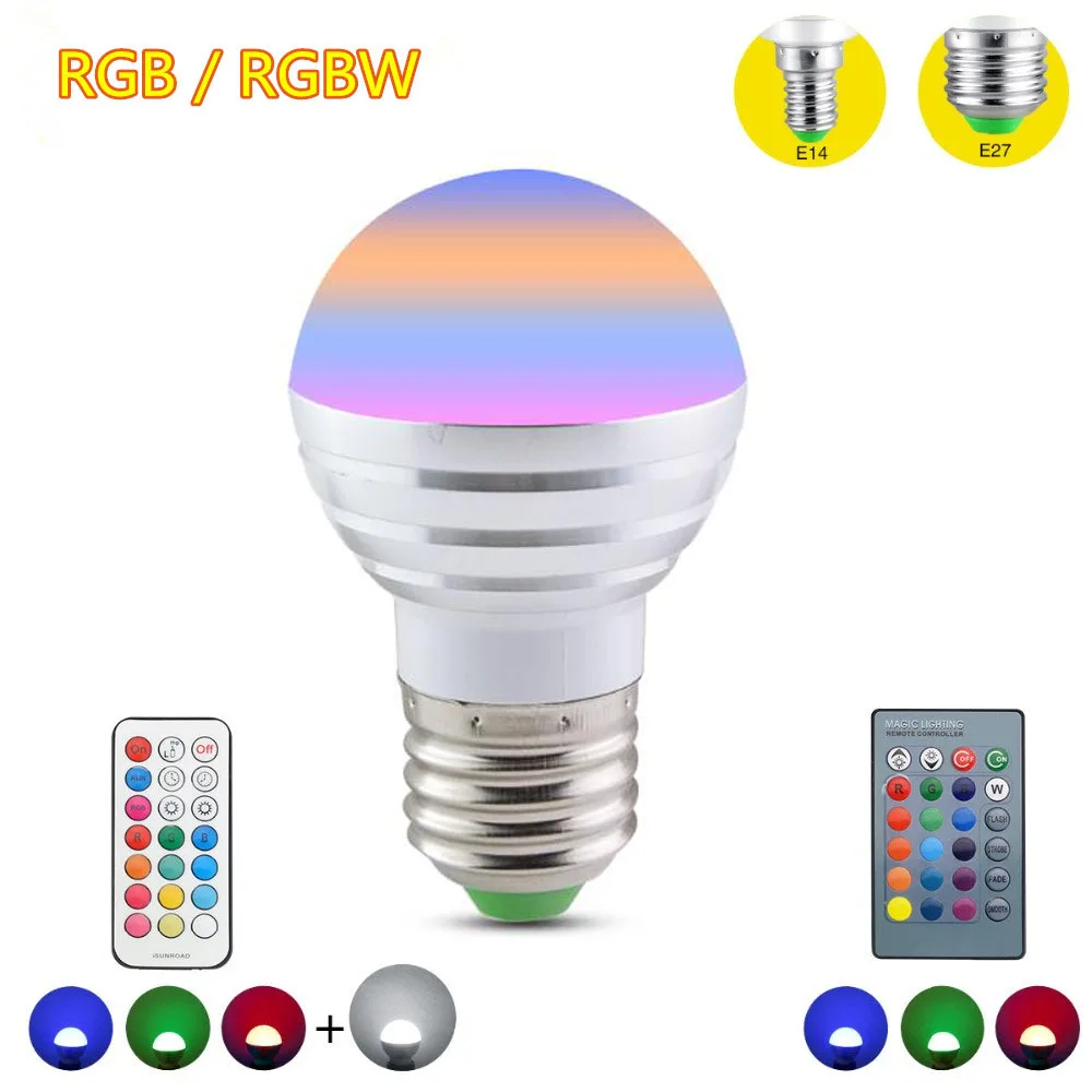 E27 E14 светодиодная RGB лампа AC 220 В 110 5 Вт точечная 85 265 в Светодиодная RGBW волшебное