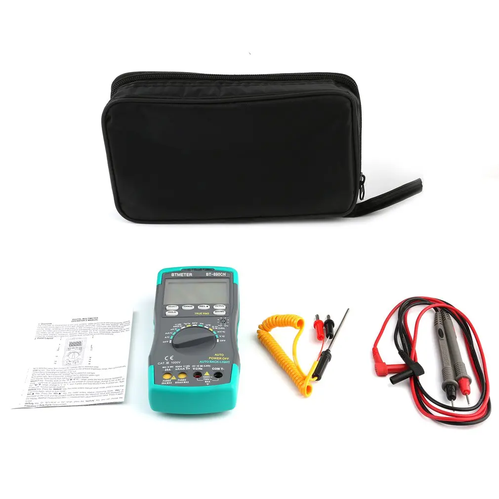 

BTMETER BT-890CN Digital NCV Multimeter 6000 Counts AC/DC True RMS Diode hFE Test Ohm Temp Hz Tester Auto Range Backlight