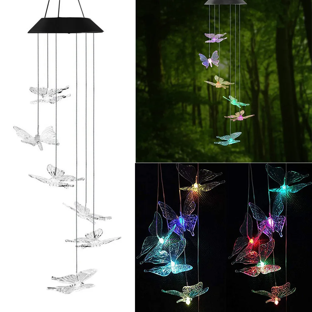 Светодиодный светильник на солнечной батарее, светящиеся колокольчики для дома, сада, Подвесная лампа, Декор, изменение цвета, подвесное освещение