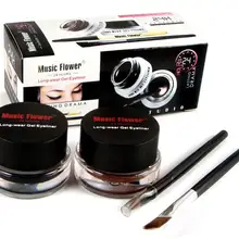 Музыка цветок 1007 Lasting Drama гель Подводка для глаз 2 вида цветов черный коричневый 2 в 1 коробка с набор кистей