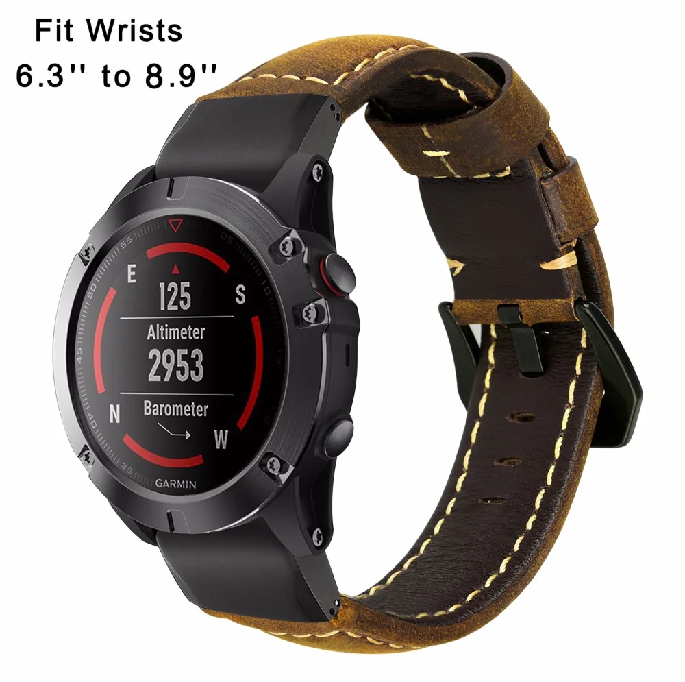 Быстрый Easy Fit натуральной кожи ремешок для Garmin Fenix 5X/5X Плюс/3/3 HR/спуск MK1/Quatix 3/Tactix часы наручные ремешок