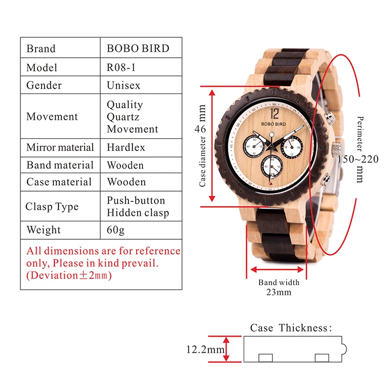 Бобо птица деревянные часы для мужчин Relogio Masculino роскошные стильные часы Хронограф военные кварцевые часы отличный подарок для мужчин