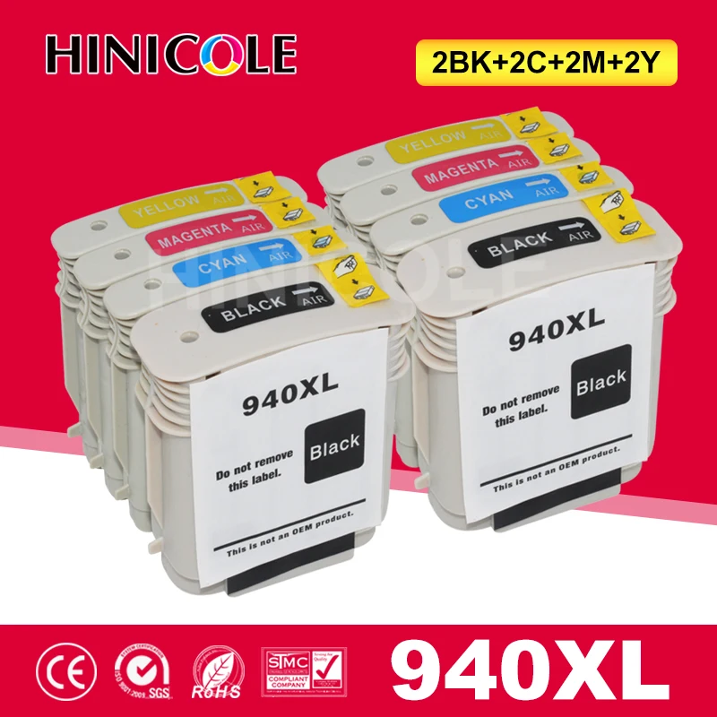HINICOLE 8 шт. с чипом 940XL чернильный картридж для HP 940 XL OfficeJet Pro 8000 8500a 8500 принтер полные