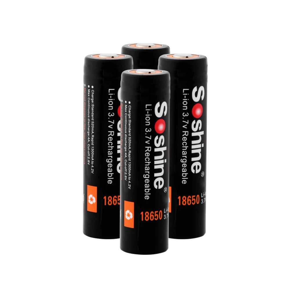 

Soshine 18650 Battery Lithium Battery 3.7V 18650 2600mAh Capacity Li-ion Rechargeable Battery For Flashlight Torch Batteries