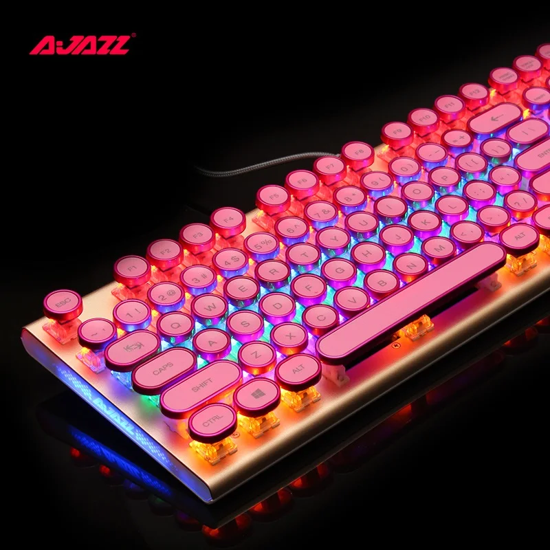 Ajazz AK40 Ретро стимпанк машинка USB Проводная эргономичная монохромная/RGB