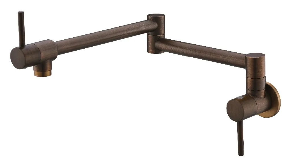 

Solid Brass Pot Filler Wall Mounted Kitchen Faucet Dual Handles Double Joint Spout Bronze Kitchen Faucet New