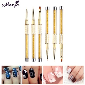

Monja Nail Art Metal Acrylic Liquid Powder Carving UV Gel Extension Builder French Flower Stripe Painting Drawing Liner Brush