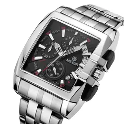 MEGIR Лидирующий бренд Для мужчин большой циферблат Роскошные Кварцевые наручные часы Творческий Бизнес Нержавеющая сталь спортивные часы