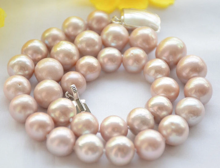 

Hot sale Free Shipping>>>>>AA++ 12mm ROUND LAVENDER Edison Freshwater cultured PEARL NECKLACE 17INCH