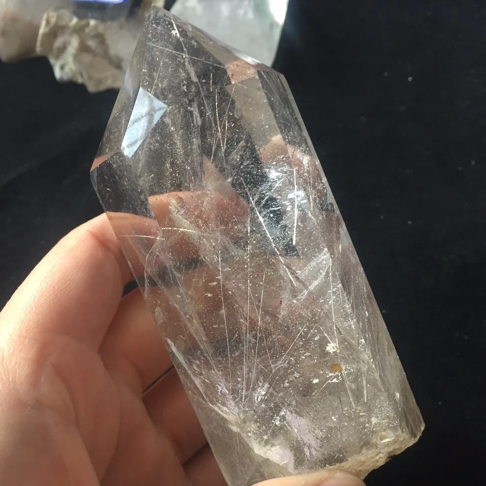 

420g Healing Crystal Wand Engraved Rutilated Quartz Magic Crystal Home Decoration Accessories Gifts