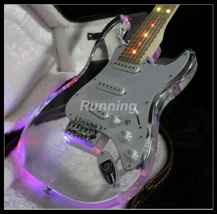 

Electric Guitar LED light Trans Color acrylic body maple neck maple fretboard