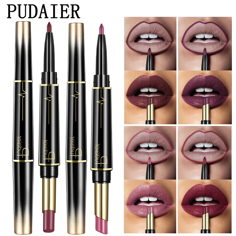 

Pudaier 16 Colors Double Ended Long Lasting Lipliner Pencil Matte Makeup Women Beauty Lips Pigment Red Nude Lipstick Pen Makeup