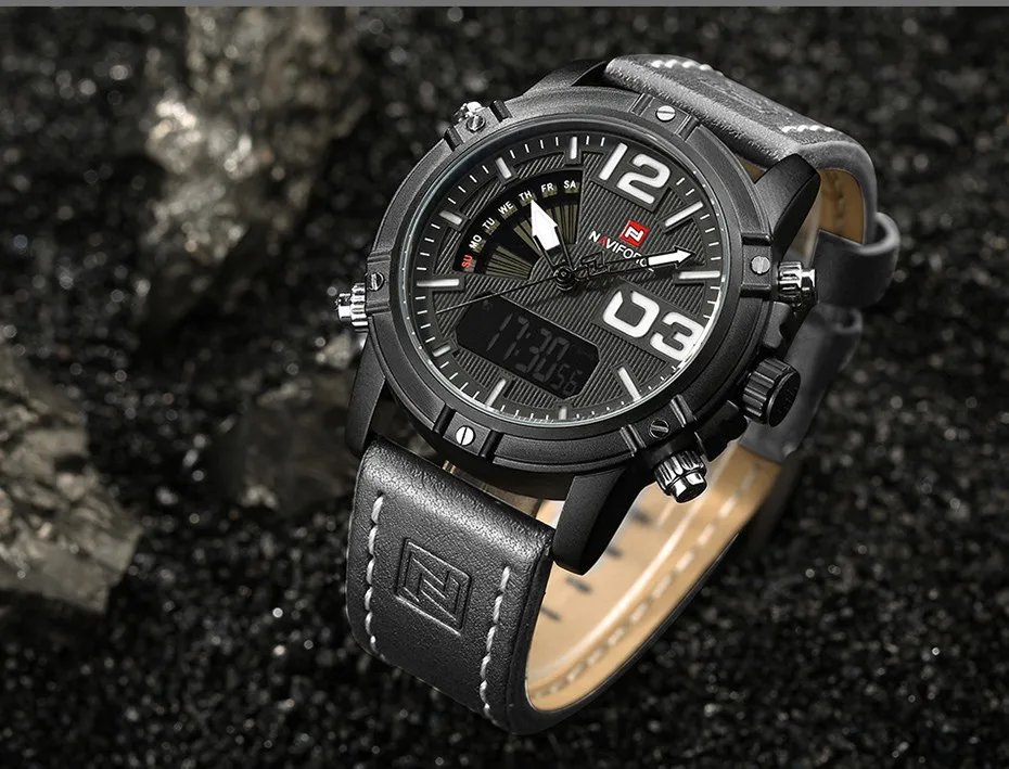 2019 NAVIFORCE Men's Fashion Sport Watches Men Quartz Analog Date Clock Man Leather Military Waterproof Watch Relogio Masculino