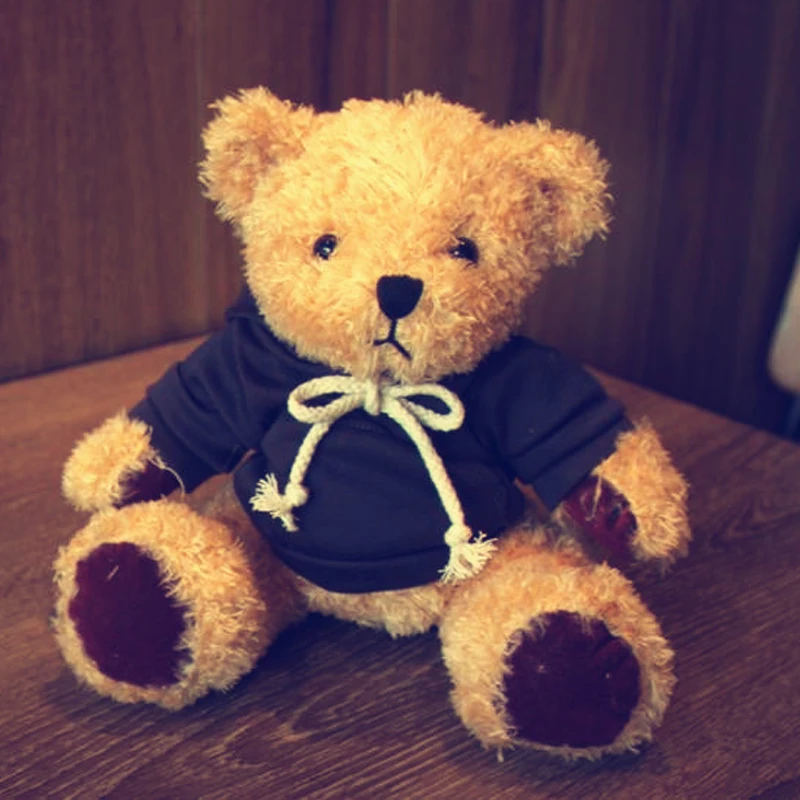 

22cm Sitting Kawaii Teddy Bear Stuffed Plush Animal Toy with Clothes Casual sweater for Children Girls Boys Cartoon Plush Doll