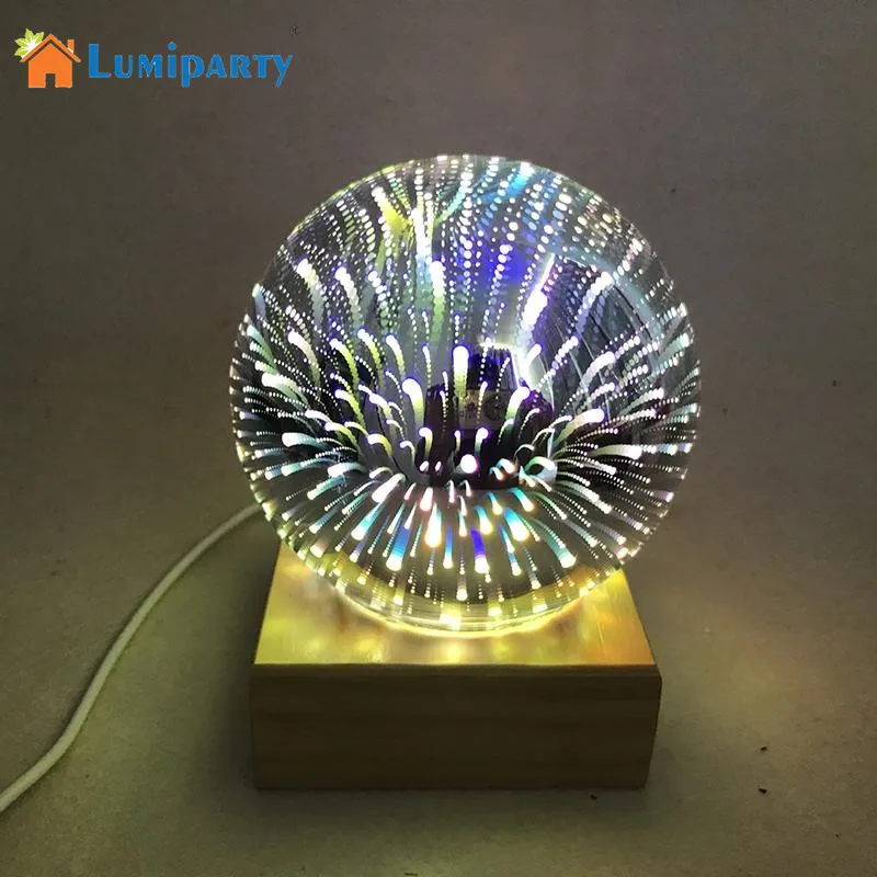

LumiParty Magic Crystal Ball Lamp USB Rechargeable Colorful Sphere Light with Base for Bedside Bedroom Home Decor 5V 3W