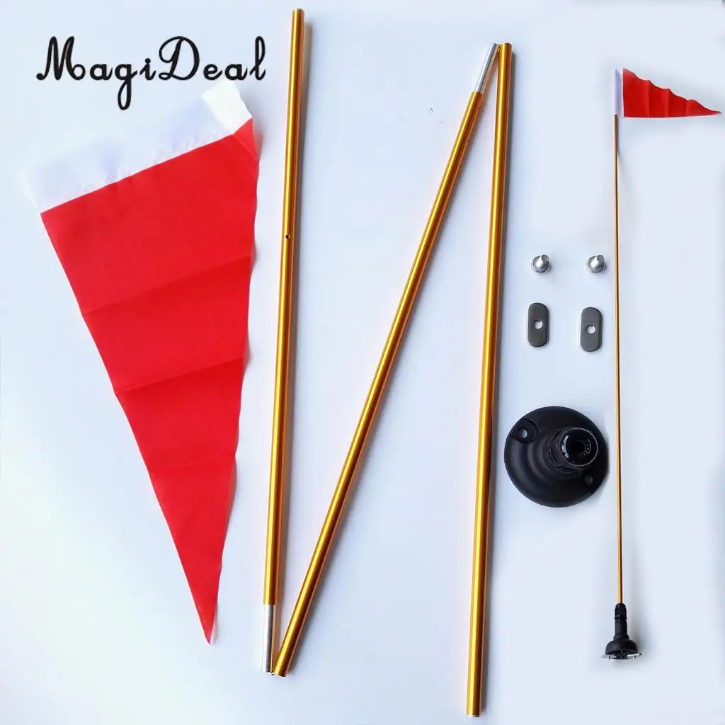 MagiDeal Kayak Canoes SUP Tow Flag Long Load Safety Flag + 47'' Canoe Kayak Safety Flag Whip & Pennant with Flush Mount Base