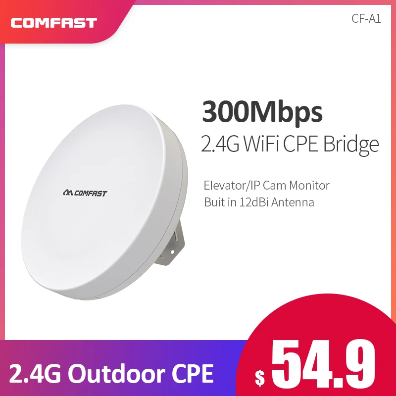 

Long Range Outdoor CPE 300Mbps Wireless Access Point CF-A1 wifi 12dBi Antenna Repeater& extender amplifier elevator monitor
