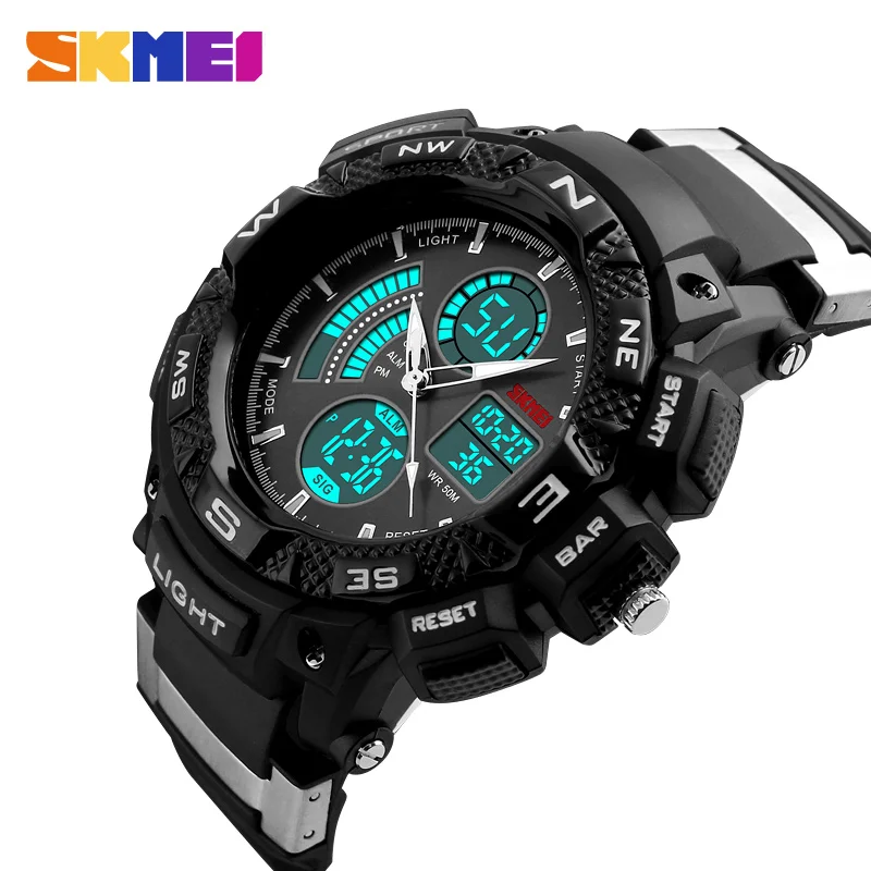

SKMEI 1211 Fashion Outdoor Sport Watch Men Multi-function Chrono 5Bar Waterproof Dual Display Wristwatches relogio masculino