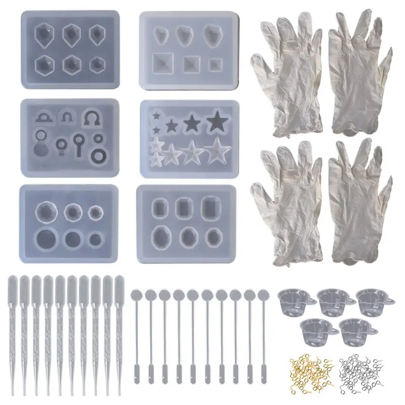 

1 Set Epoxy Resin Kit DIY Jewelry Making Tools Necklace Pendant Silicone Mold Professional Pins Disposable Gloves