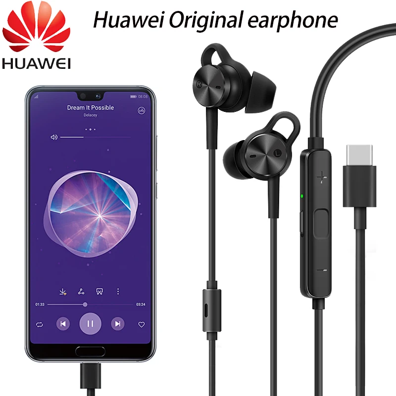 

HUAWEI Active Noise Canceling Earphones 3 Original USB Type C ANC 3 CM-Q3 Hi-Res Quality Music Mate 10 20 RS P20 Pro Honor V10